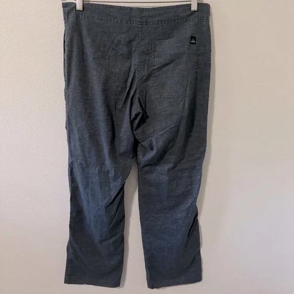 Prana Sutra Drawstring Pants Gray Woven Hemp Blend Yoga Outdoor Lightweight-XS